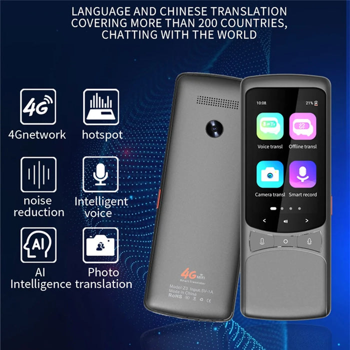 Z3 4G Multilingual Translator Device Portable Photo Translation Machine Instant Language Translator - Grey - 2