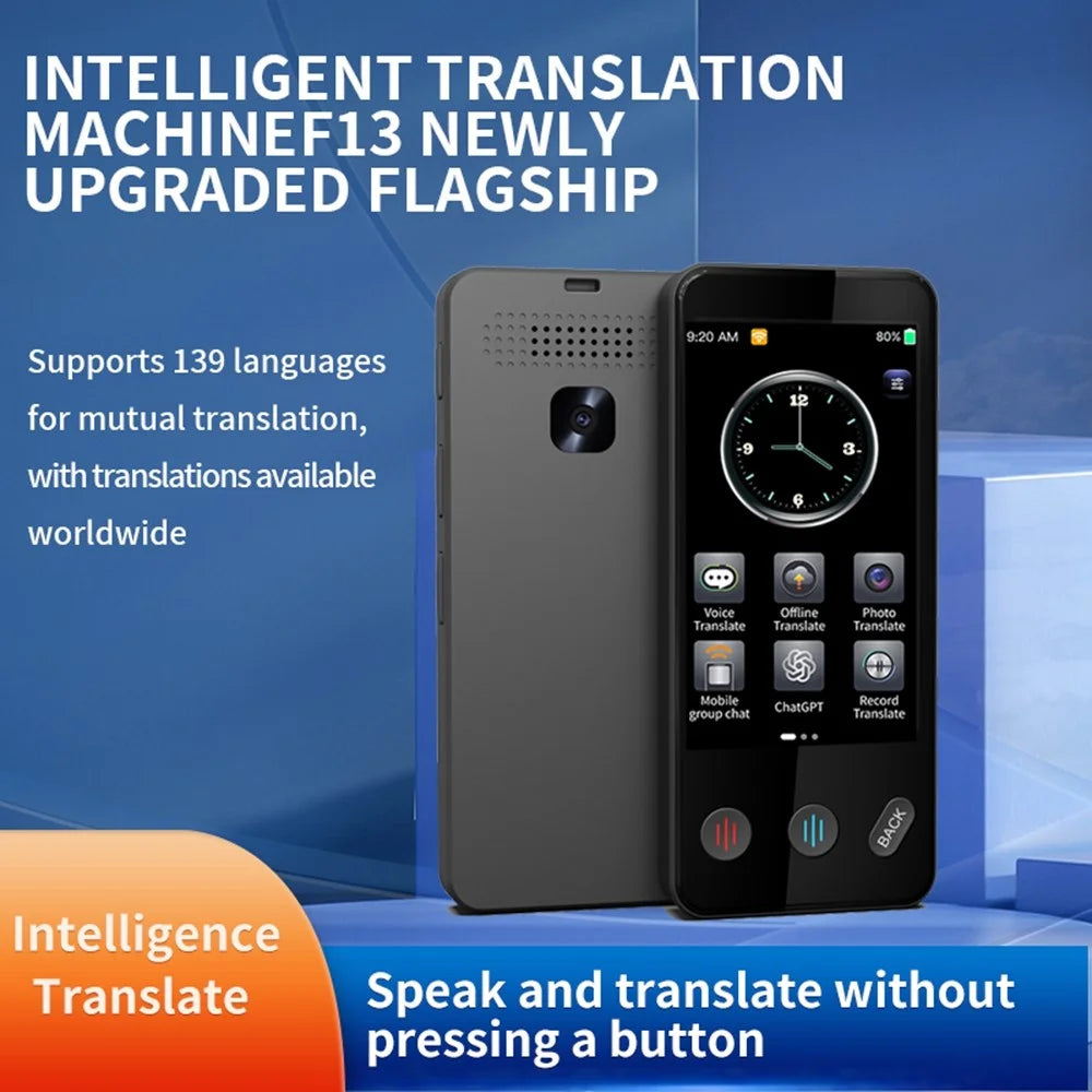 F13 Intelligent Voice Translator Offline Real-Time Translation Device for Travel Oral Language Learning - Black - 6
