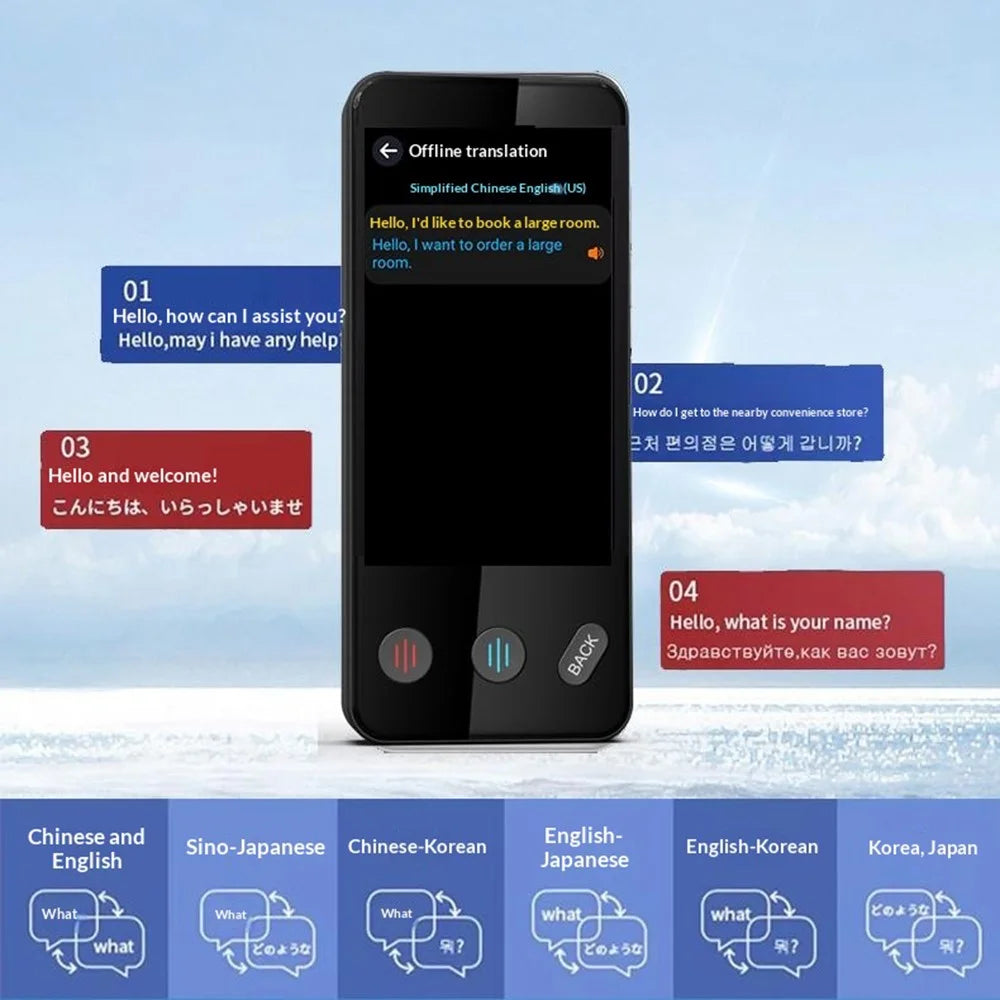 F13 Intelligent Voice Translator Offline Real-Time Translation Device for Travel Oral Language Learning - Black - 7
