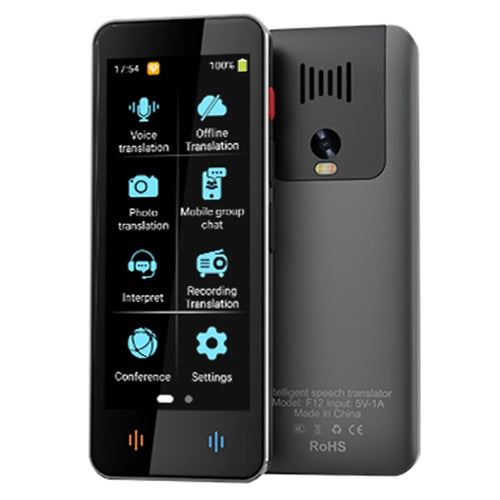 F12 Intelligent Voice Translator Real-Time Multilingual Translation Device with Recording Photo Translation Functions - Black - 1