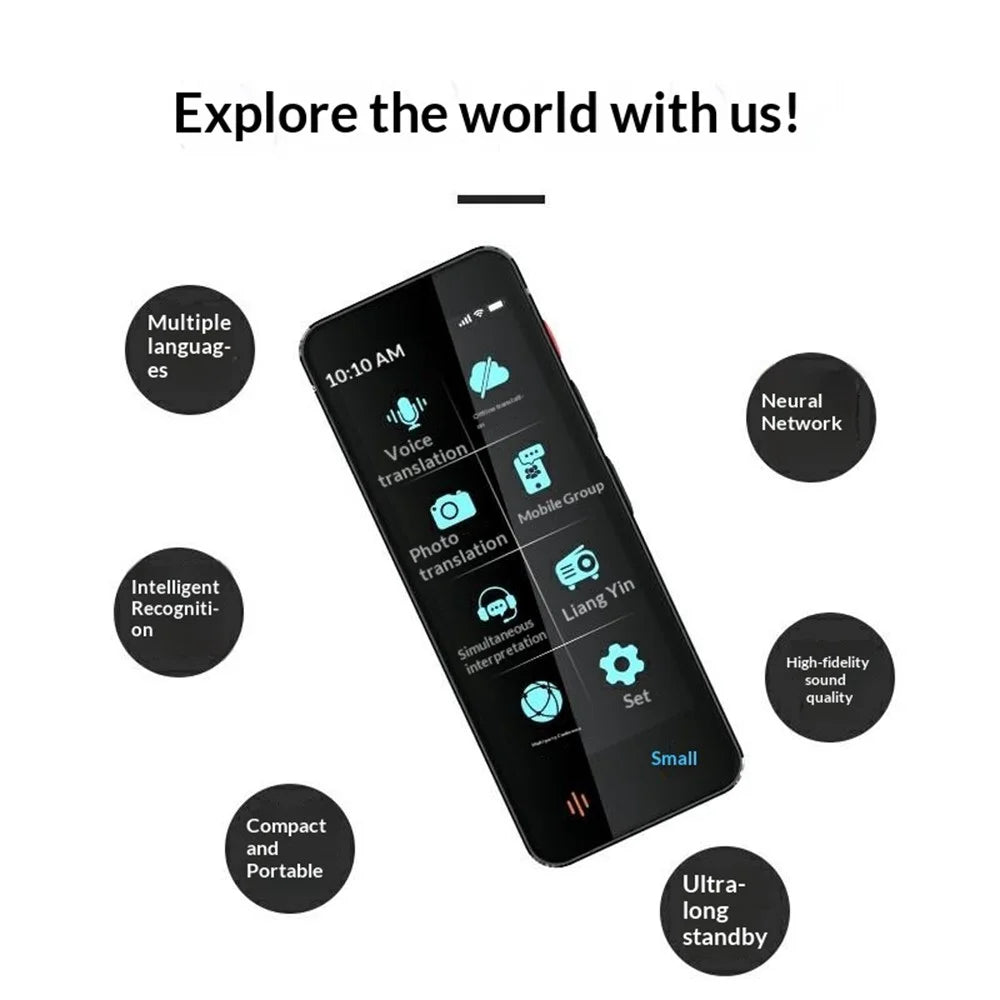 F12 Intelligent Voice Translator Real-Time Multilingual Translation Device with Recording Photo Translation Functions - Black - 3