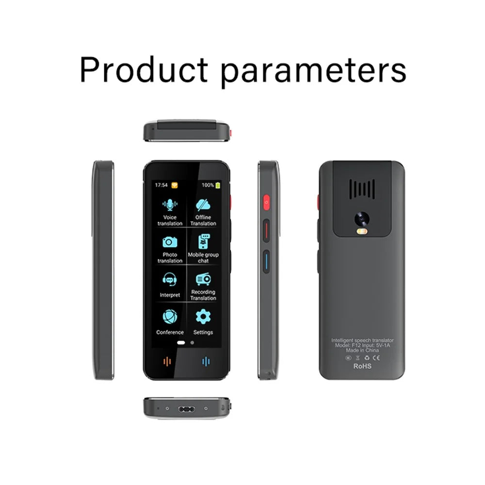 F12 Intelligent Voice Translator Real-Time Multilingual Translation Device with Recording Photo Translation Functions - Black - 6