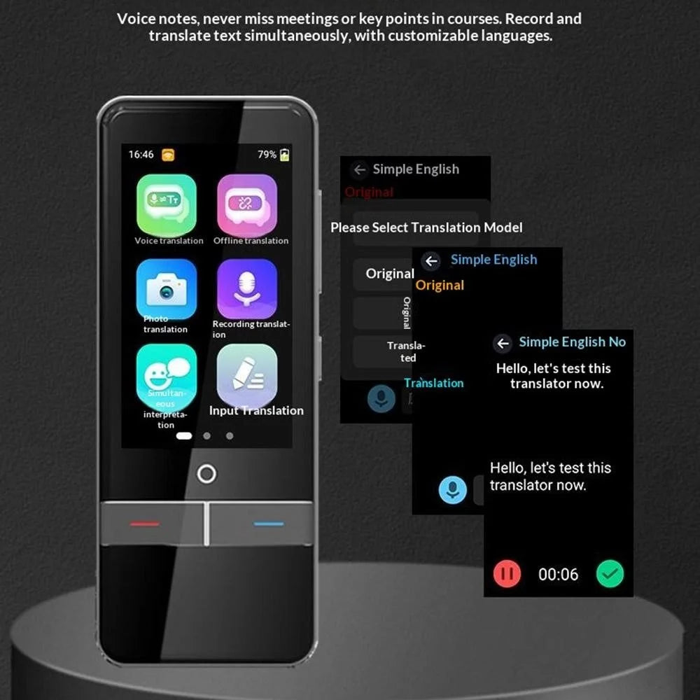F6 Simultaneous Translation Device AI Voice Offline Translator Photo Translation for 136 Countries - Black - 3