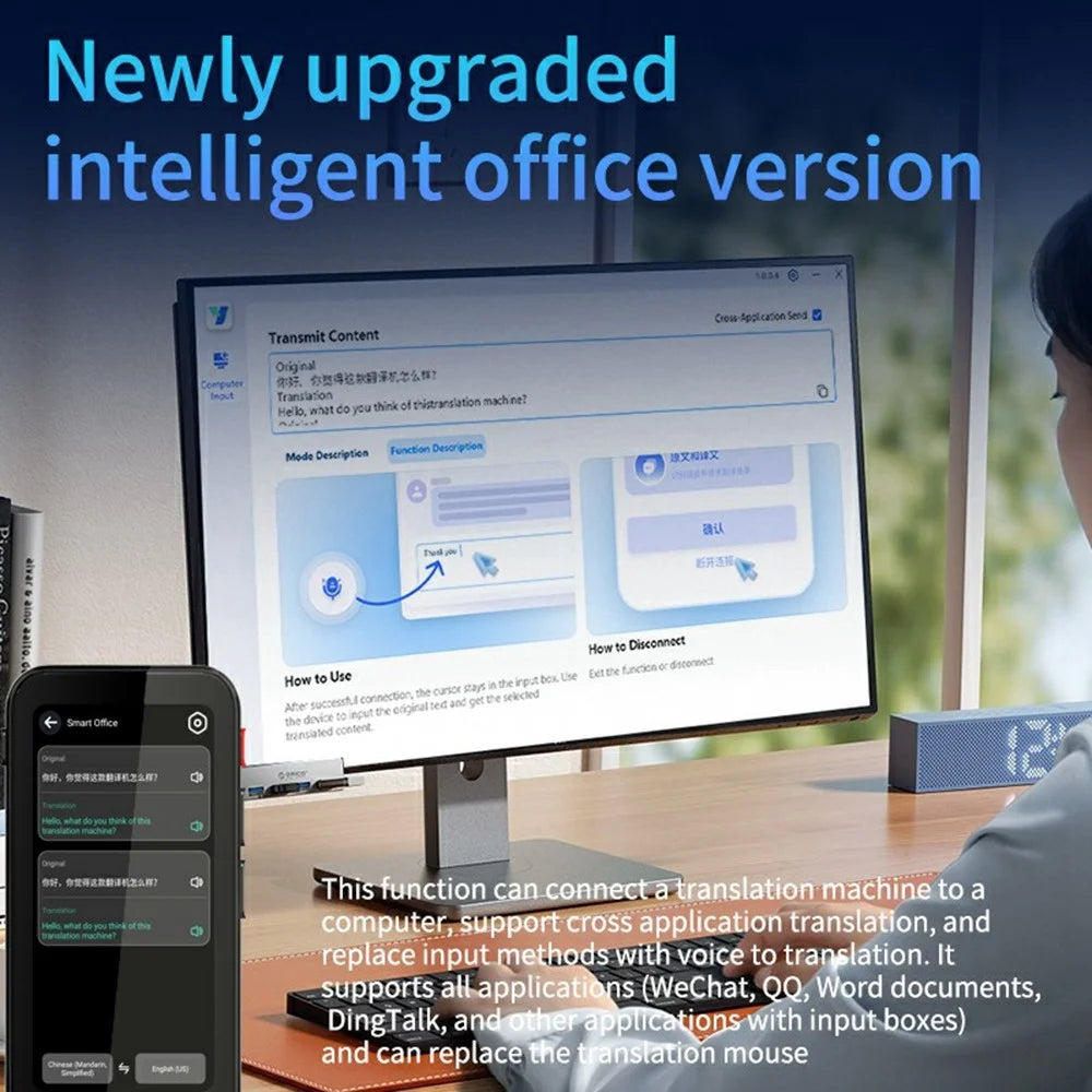 F19 AI Simultaneous Translator Multilingual Real-Time Translation Device for Office Meetings Travel - 2