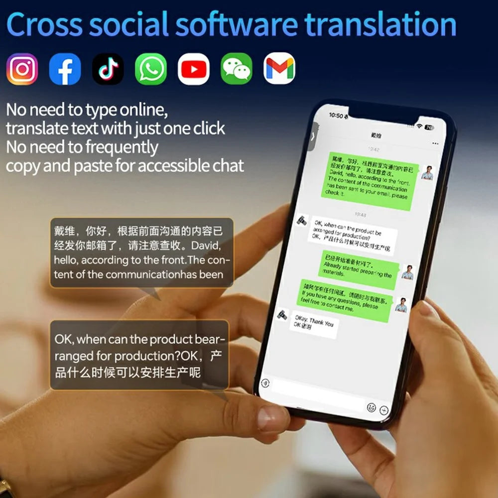 F19 AI Simultaneous Translator Multilingual Real-Time Translation Device for Office Meetings Travel - 5
