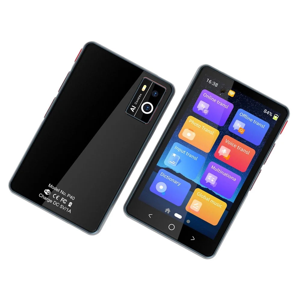 P40 Smart Voice Offline Translator Multilingual Translation Device with MP3 Player Multi-Functional for Travel Study - Black - 2
