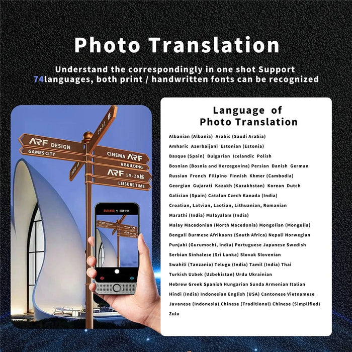 D1 4.0 Inch Display Smart Translator Device 1+16G AI Voice Photo Translation for Travel / Business Offline - 4