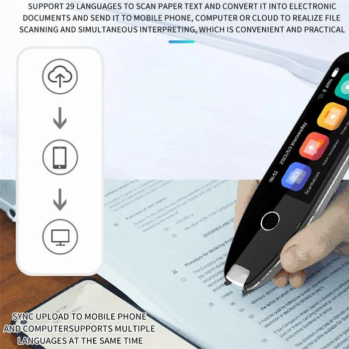 MX7 Smart Offline Scanning Translation Pen 3.5 Inch Photo Scanning Pen Global Voice Interpreter Pen Voice-to-Text Transcription - 4