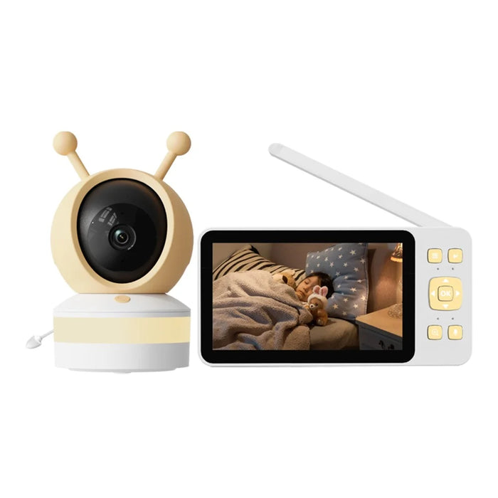 C9 WiFi Baby Monitor 5 Inch HD Display Dual Mode Tuya Smart Infant Camera Monitor for Home - White+Yellow - 1