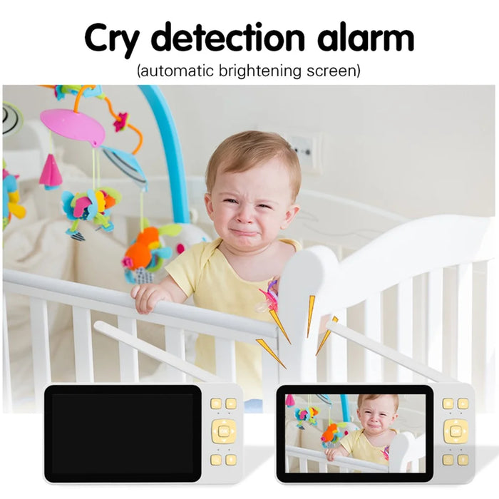 C9 WiFi Baby Monitor 5 Inch HD Display Dual Mode Tuya Smart Infant Camera Monitor for Home - White+Yellow - 4