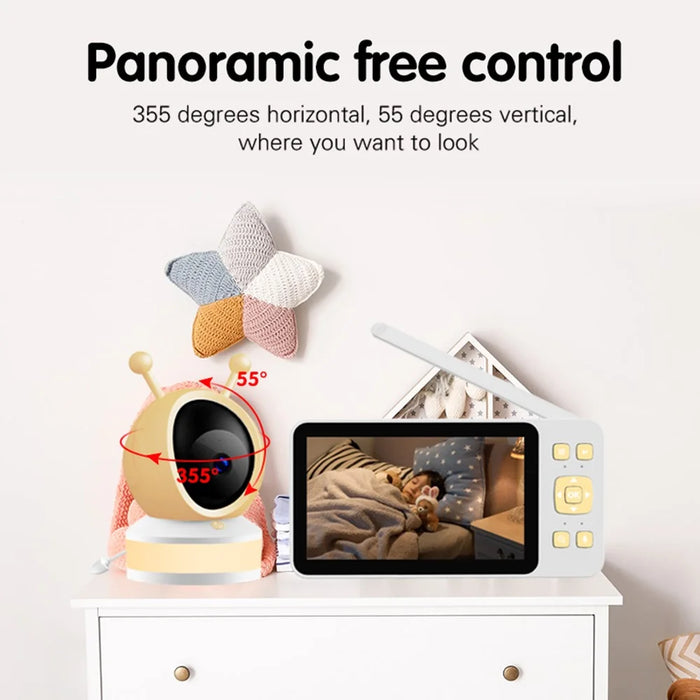 C9 WiFi Baby Monitor 5 Inch HD Display Dual Mode Tuya Smart Infant Camera Monitor for Home - White+Yellow - 6