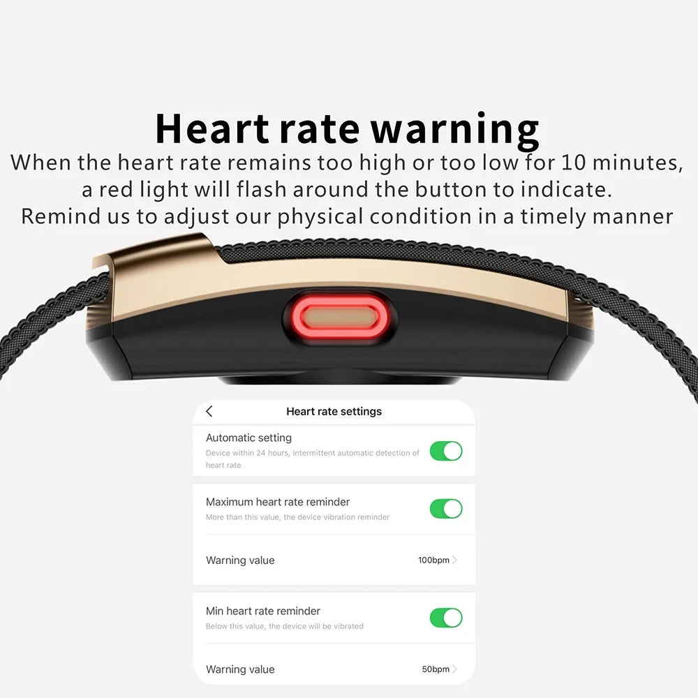 QX Air Smart Health Band Fitness Tracker Heart Rate Blood Oxygen Sleep Monitor IP68 Waterproof Smart Wristband - Black - 5