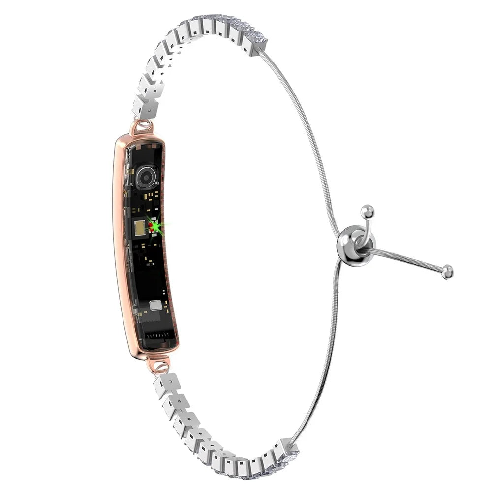 MX06 Smart Bracelet Health Tracker Heart Rate Blood Oxygen IP68 Waterproof Sleep Monitor for Women Fitness - Rose Gold - 3