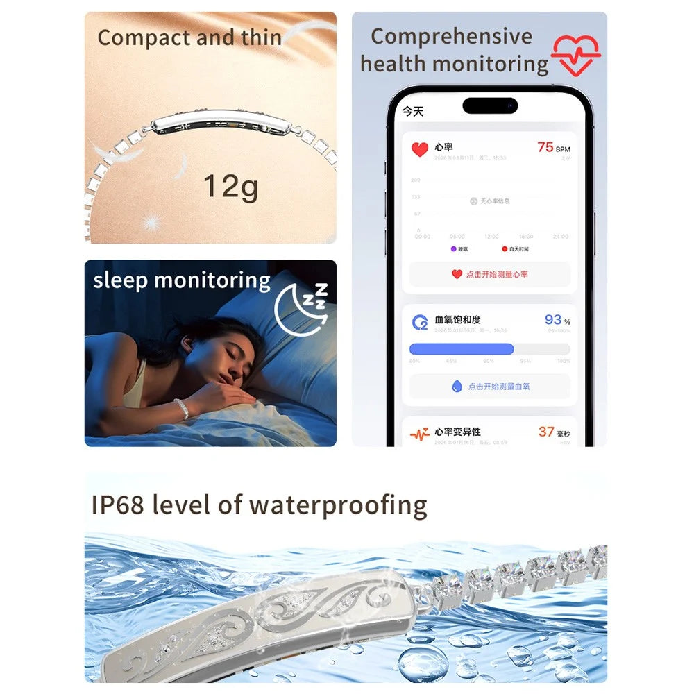 MX06 Smart Bracelet Health Tracker Heart Rate Blood Oxygen IP68 Waterproof Sleep Monitor for Women Fitness - Rose Gold - 6