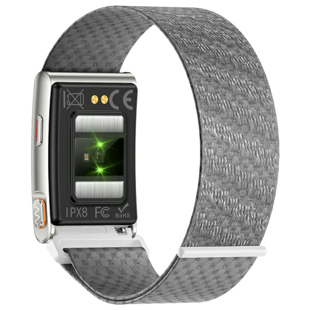 KR96PRO Smart Health Bracelet ECG Heart Rate Sleep Blood Oxygen Stress Monitor Screenless Fitness Tracker Health Band - Grey  /  Braided Band - 3