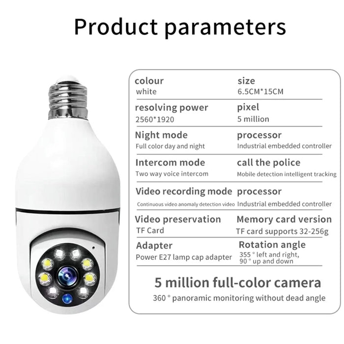 XY-3120S Bulb Shape IP Camera Wireless 2.4G / 4G WiFi Home Security Camera Two-Way Voice Call Webcam Support HD 360-Degree Panoramic Rotation - 7