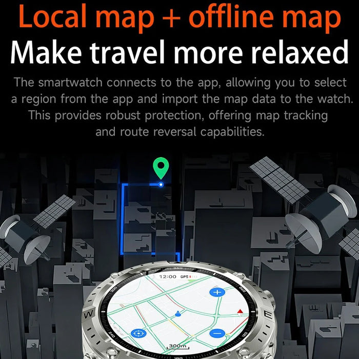 Y102 1.43 Inch AMOLED Screen Smart Watch GPS Positioning Bluetooth-compatible Call Health Monitor Waterproof Fitness Tracker - Black - 6