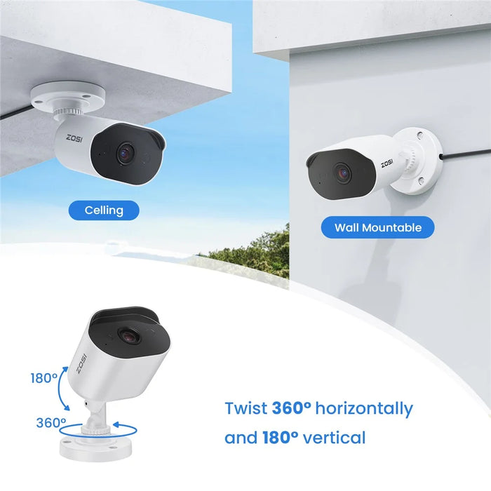ZOSI 1080P 2MP Add-on Security Camera Compatible with Zosi ZR08VU  /  ZR08VN  /  ZR08JN  /  ZR16FK DVR IP66 Weatherproof Night Vision AI Human Vehicle Detection Safety Camera - White - 3