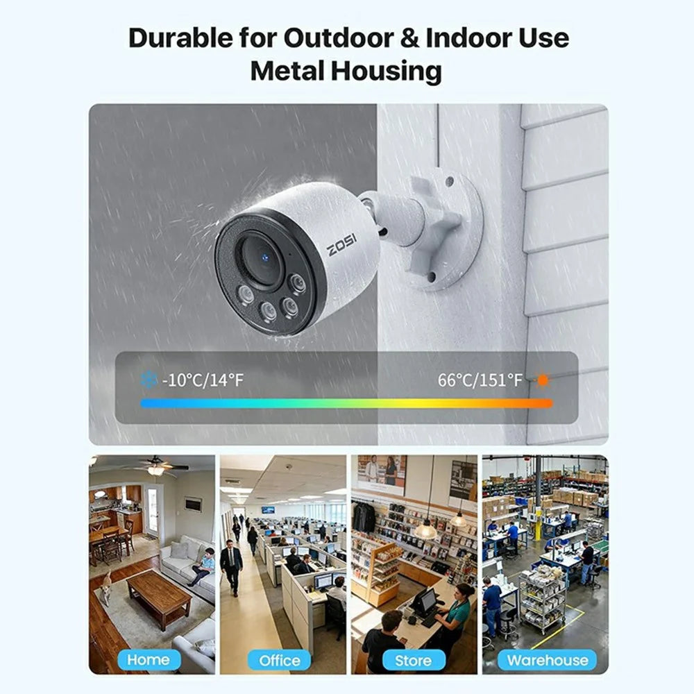 ZOSI PoE Security Camera System with 8CH 5MP NVR and 8Pcs HD Night Vision AI Person Vehicle Detection 4MP Security Camera for Home Office (No Hard Drive) - White - 5