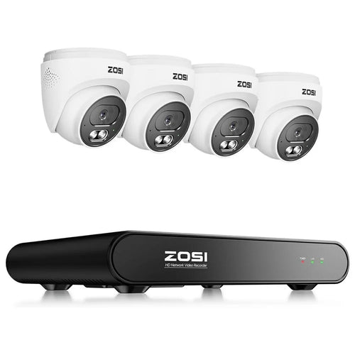 ZOSI PoE Security Camera System with 5MP 8CH NVR and 4Pcs AI Human Vehicle Detection 100ft Night Vision HD Outdoor 4MP IP Cameras (No Hard Drive) - White - 1