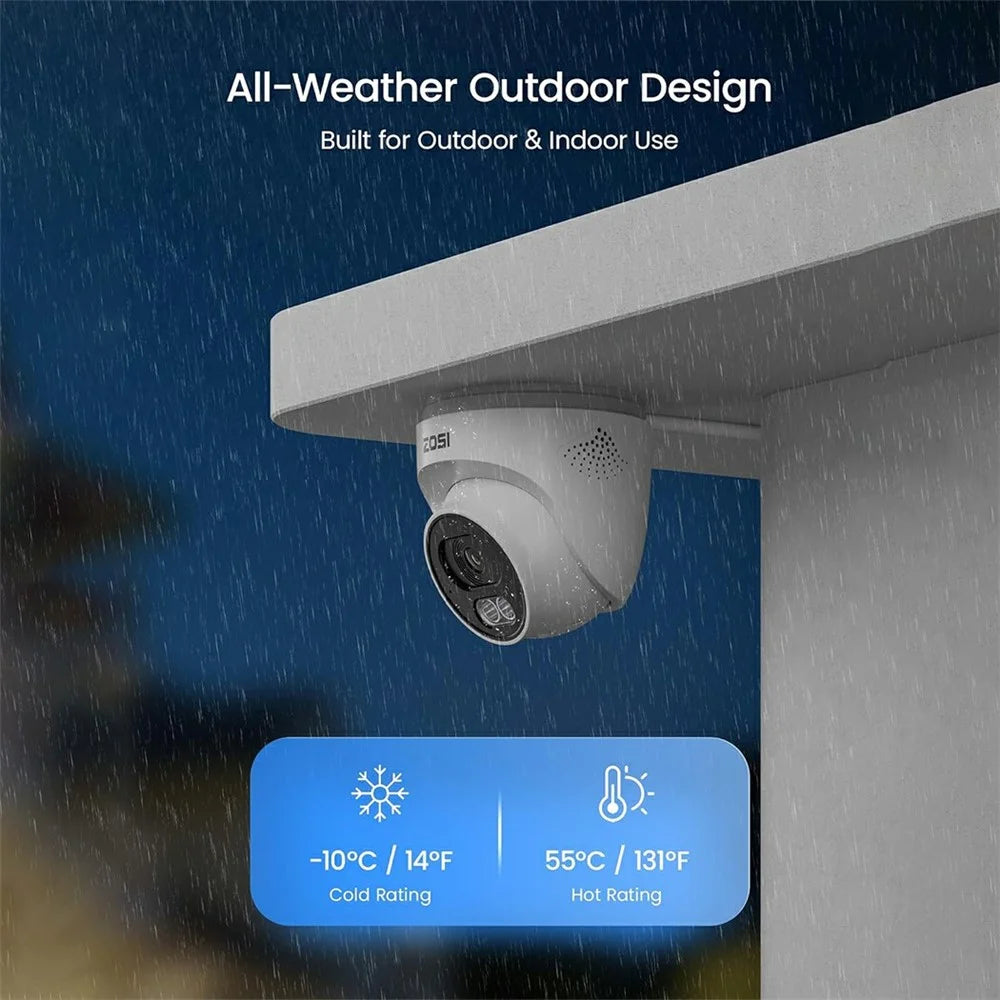 ZOSI PoE Security Camera System with 5MP 8CH NVR and 4Pcs AI Human Vehicle Detection 100ft Night Vision HD Outdoor 4MP IP Cameras (No Hard Drive) - White - 4