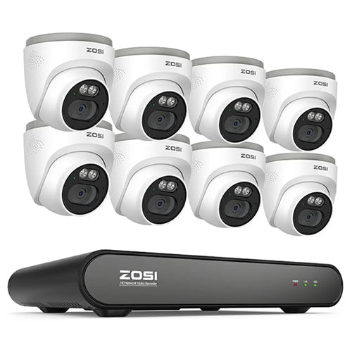 ZOSI PoE Security Camera System with 5MP 8CH NVR and 8Pcs AI Human Vehicle Detection 100ft Night Vision HD Outdoor 4MP IP Cameras (No Hard Drive) - White - 1