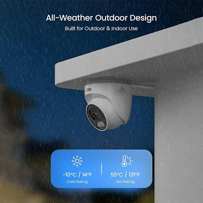 ZOSI PoE Security Camera System with 5MP 8CH NVR and 8Pcs AI Human Vehicle Detection 100ft Night Vision HD Outdoor 4MP IP Cameras (No Hard Drive) - White - 4