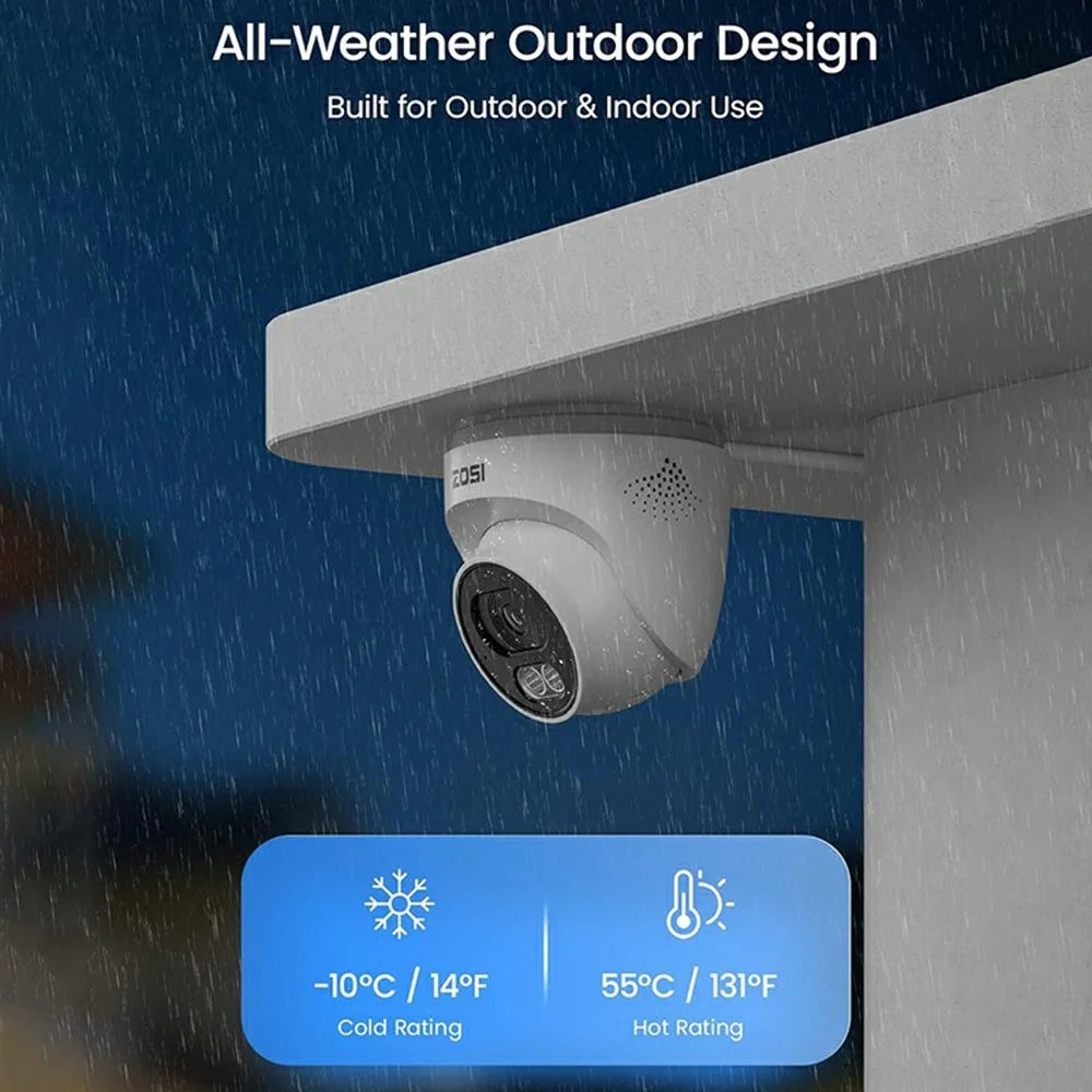 ZOSI PoE Security Camera System with 4K 8MP 16CH NVR and 16Pcs AI Human Vehicle Detection 100ft Night Vision HD Outdoor 4MP IP Cameras (No Hard Drive) - White - 4