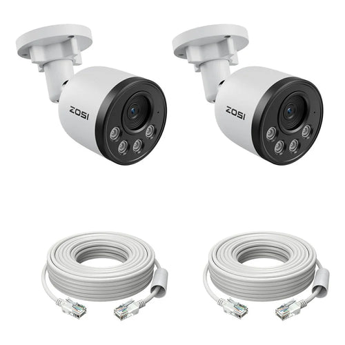 ZOSI C180 2Pcs 4K PoE Add-On Security Cameras Compatible with Zosi 8MP  /  4K PoE NVR 8MP Outdoor IP Cameras with Person Vehicle Detection - White - 1
