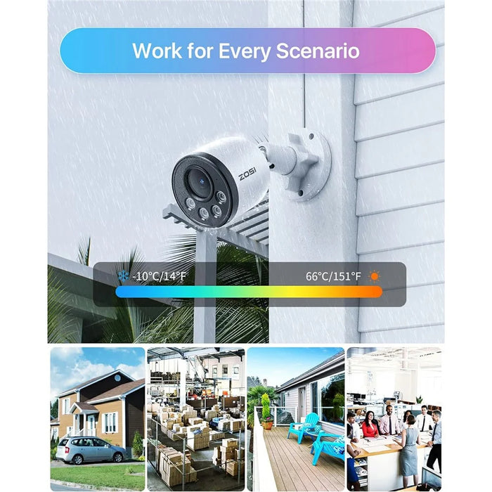 ZOSI ZG1804E 4MP PoE Add-On Security Camera Compatible with Zosi PoE NVR 2.5K Super HD 100ft Night Vision IP66 Waterproof Smart Human Detection IP Camera for Outdoor Indoor Surveillance - White - 6