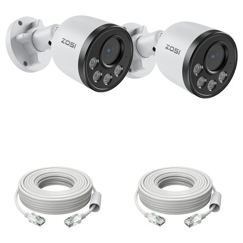 ZOSI ZG1804E 2Pcs 2.5K PoE Add-On Security Cameras Compatible with Zosi PoE NVR 4MP Outdoor IP66 Waterproof Night Vision Human Detection IP Cameras - White - 1