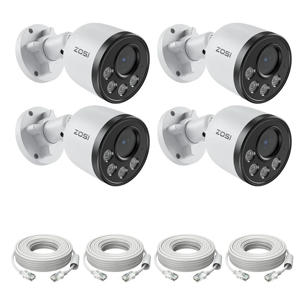 ZOSI ZG1804E 4Pcs 4MP PoE Security Cameras Compatible with Zosi PoE NVR 2.5K Super HD 100ft Night Vision IP66 Waterproof IP Cameras for Outdoor - White - 1