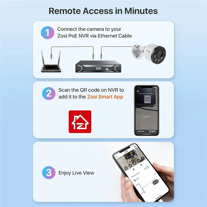 ZOSI ZG1804E 4Pcs 4MP PoE Security Cameras Compatible with Zosi PoE NVR 2.5K Super HD 100ft Night Vision IP66 Waterproof IP Cameras for Outdoor - White - 3