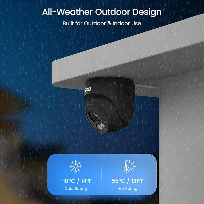 ZOSI C220 4MP 2.5K Outdoor PoE Security Camera Compatible with Zosi PoE NVR 100ft Night Vision AI Human Detection Two-Way Audio IP Camera - Black - 3