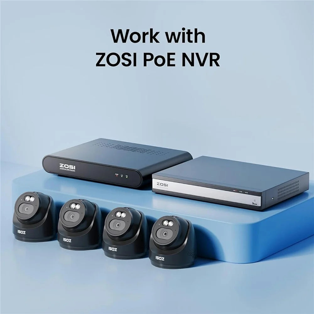 ZOSI C220 4MP 2.5K Outdoor PoE Security Camera Compatible with Zosi PoE NVR 100ft Night Vision AI Human Detection Two-Way Audio IP Camera - Black - 4