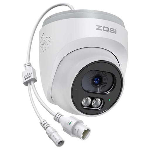 ZOSI C220 1Pc 4K UHD 8MP PoE Add-On IP Camera AI Person  /  Vehicle Detection Two-Way Audio Night Vision Security Cam - White - 1