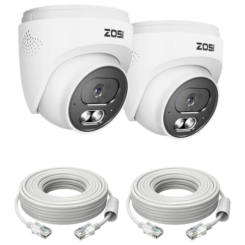 ZOSI C220 2Pcs 4K UHD 8MP PoE Add-On IP Camera AI Person  /  Vehicle Detection Two-Way Audio Night Vision Security Cam - White - 1