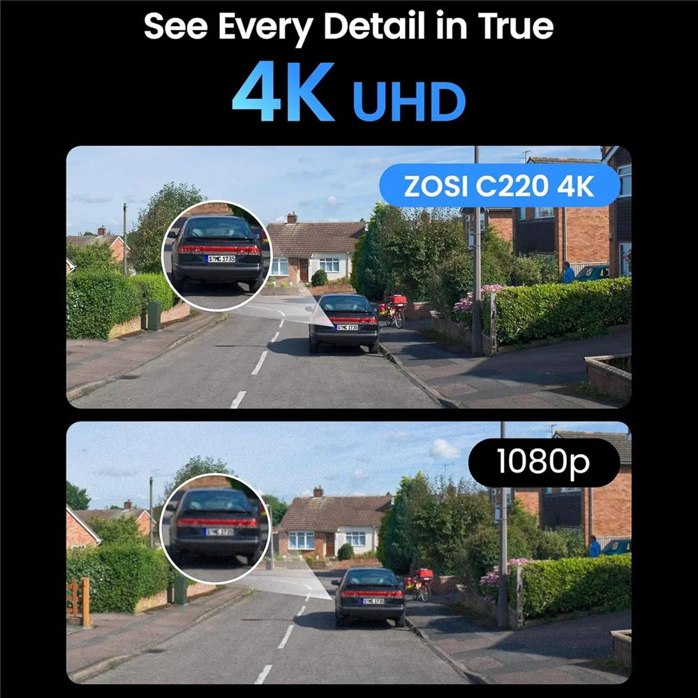 ZOSI C220 2Pcs 4K UHD 8MP PoE Add-On IP Camera AI Person  /  Vehicle Detection Two-Way Audio Night Vision Security Cam - White - 3