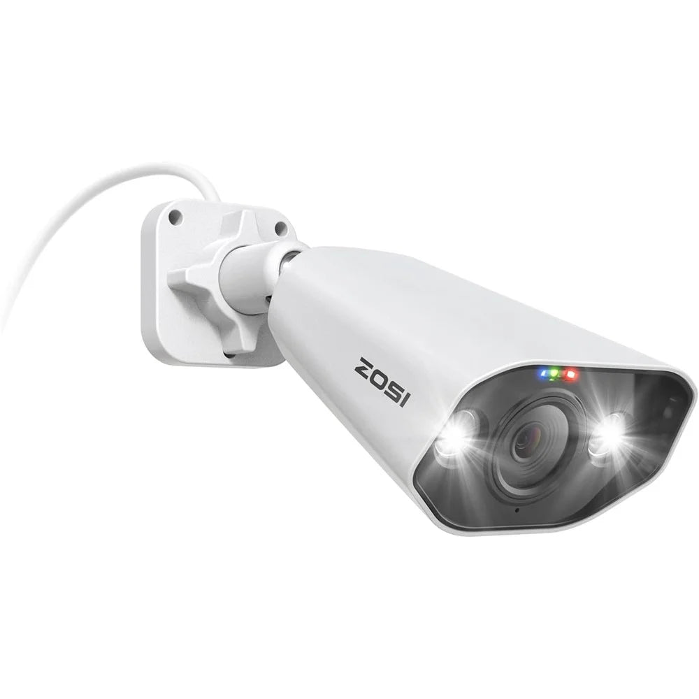 ZOSI 1Pc 4K PoE Add-on Camera 8MP AI Human Vehicle Detection Waterproof Color Night Vision Security Bullet Cam - White - 2