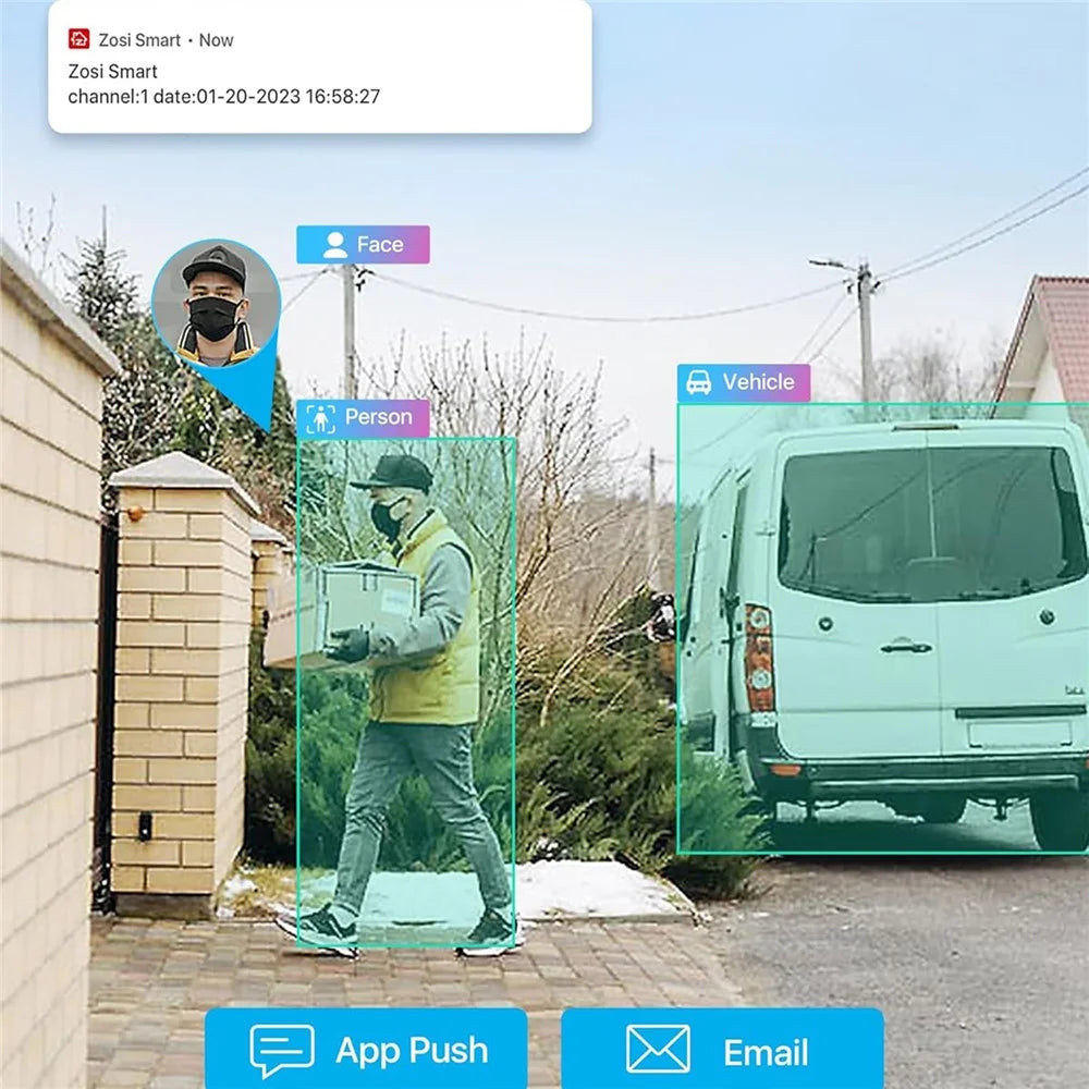 ZOSI 1Pc 4K PoE Add-on Camera 8MP AI Human Vehicle Detection Waterproof Color Night Vision Security Bullet Cam - White - 4