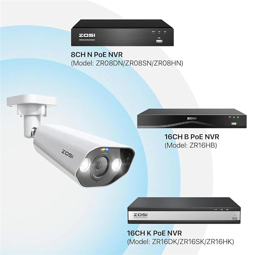 ZOSI 2Pcs 4K PoE Add-on Camera 8MP AI Human Vehicle Detection Waterproof Color Night Vision Security Bullet Cam - White - 3