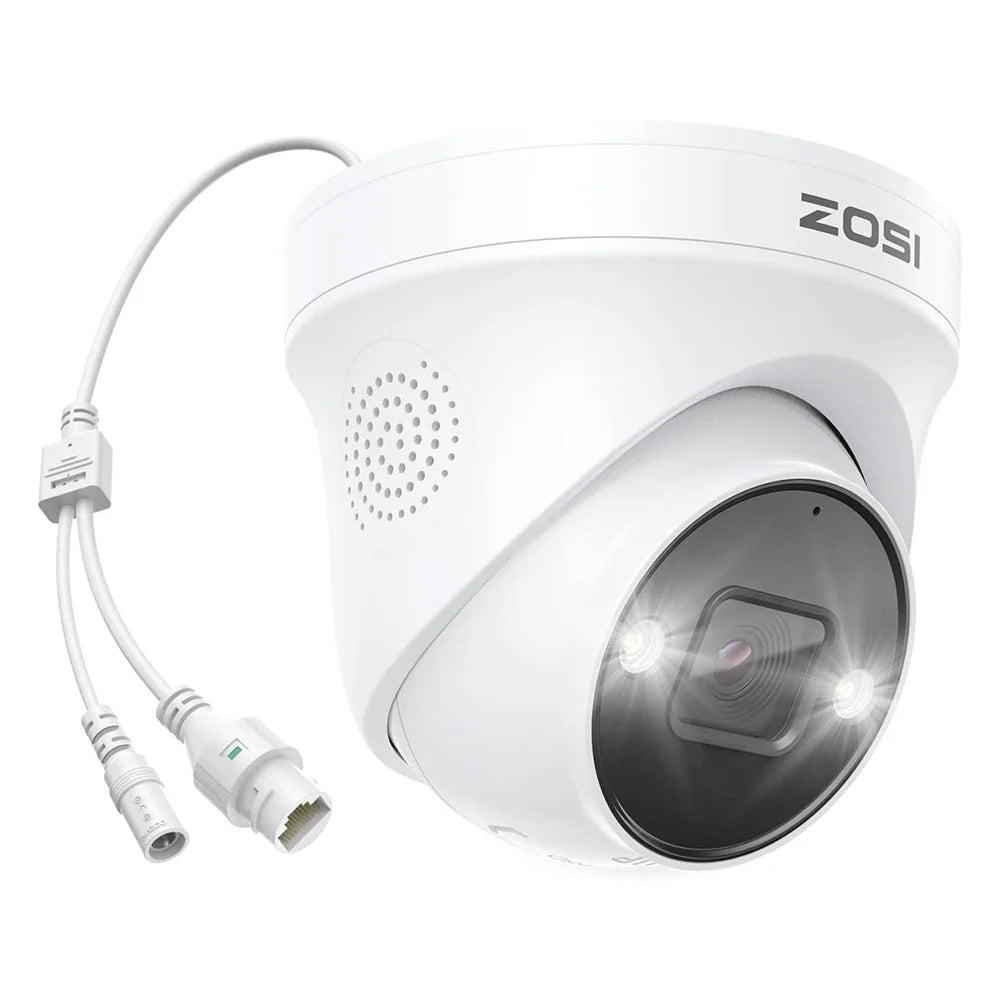 ZOSI 1Pc 4K PoE Add on Security Camera with Person Vehicle Detection Sound Light Alarm 2 Way Audio 8MP Dome IP Cam - White - 1