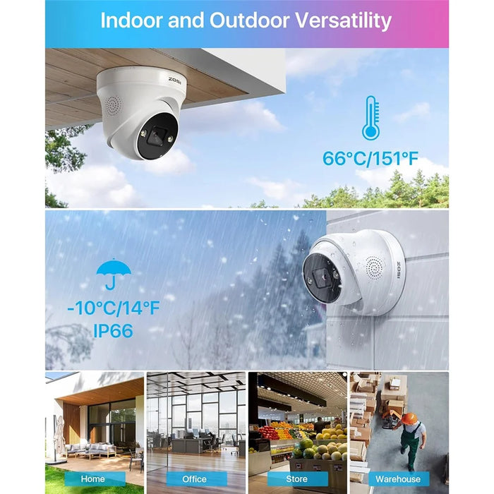 ZOSI 1Pc 4K PoE Add on Security Camera with Person Vehicle Detection Sound Light Alarm 2 Way Audio 8MP Dome IP Cam - White - 6