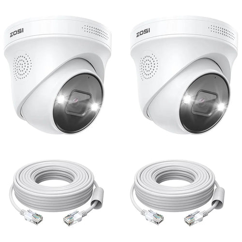 ZOSI 2Pcs 4K PoE Add on Security Camera with Person Vehicle Detection Sound Light Alarm 2 Way Audio 8MP Dome IP Cam - White - 1
