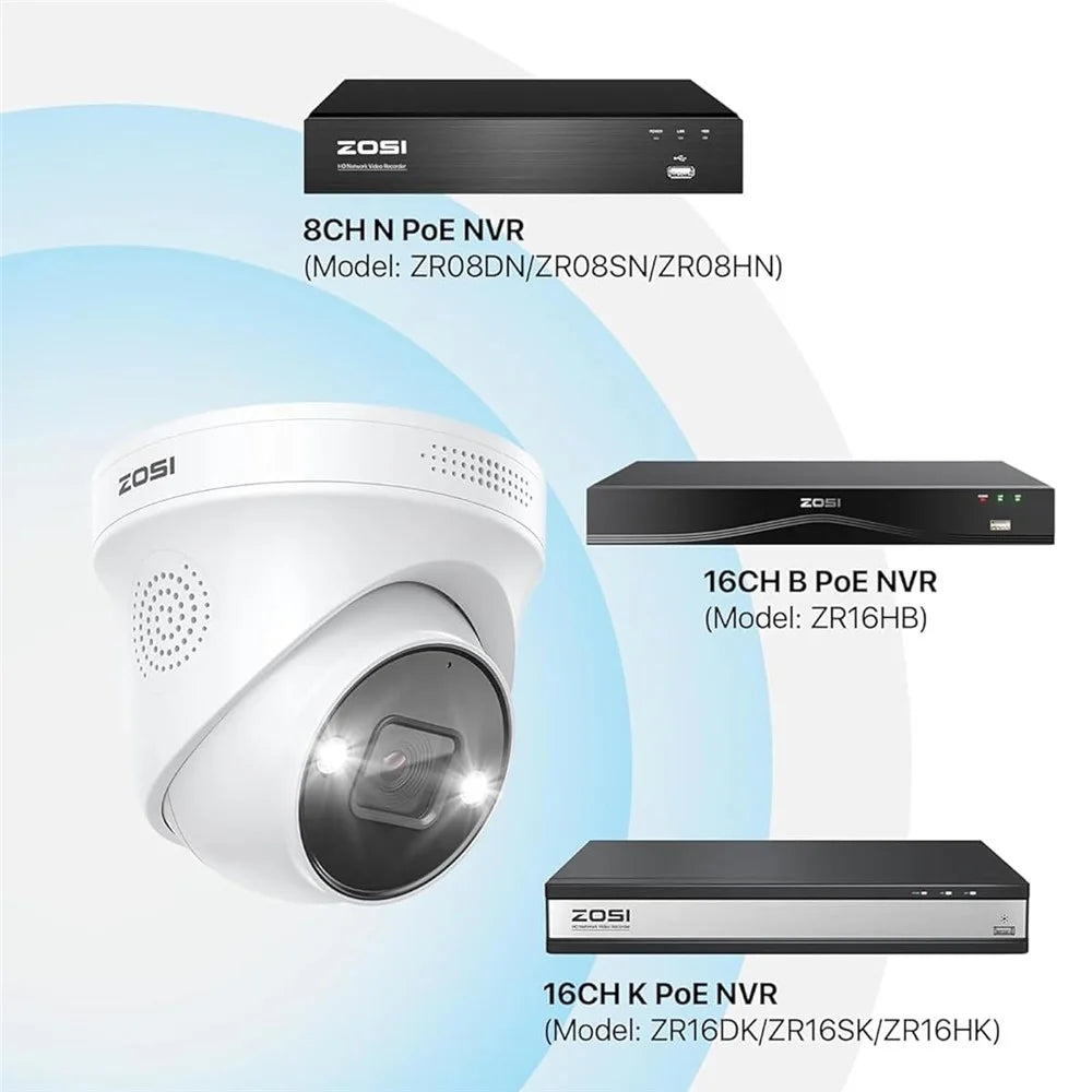 ZOSI 2Pcs 4K PoE Add on Security Camera with Person Vehicle Detection Sound Light Alarm 2 Way Audio 8MP Dome IP Cam - White - 7