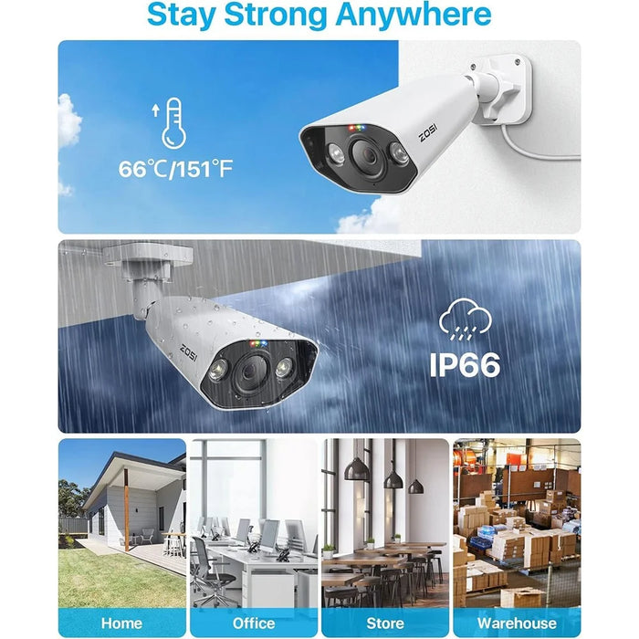 ZOSI 4Pcs 5MP PoE Add-on Camera AI Person / Vehicle Detection 2 Way Audio Starlight Night Vision 3K Bullet IP Cam with Sound Light Siren - White - 6