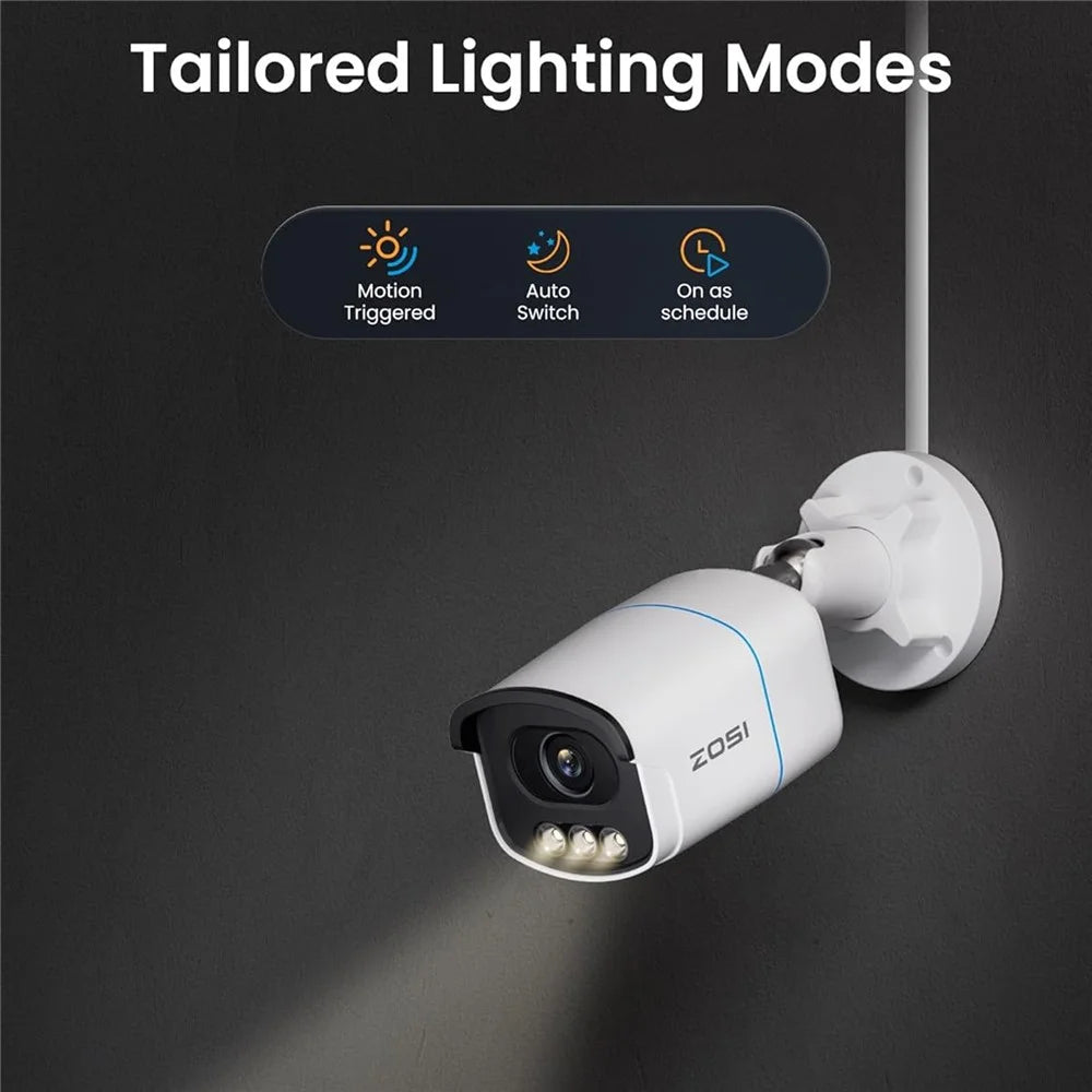 ZOSI C186 5MP PoE Security Camera Compatible with Zosi PoE Switch  /  4K PoE NVR Aurora Lux Color Night Vision AI Person Vehicle Alert Outdoor Indoor IP Cameras - White - 6
