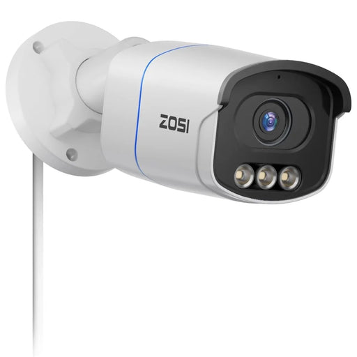 ZOSI C186 4K PoE Security Camera Compatible with Zosi 4K PoE NVR Aurora Lux True Color Night Vision 8MP Outdoor Indoor IP66 Waterproof AI Person Vehicle Detection Two-Way Audio IP Camera - White - 1