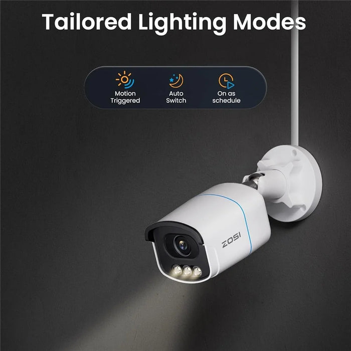 ZOSI C186 2Pcs 4K PoE Security Camera Compatible with 4K PoE NVR 8MP True Color Night Vision AI Human Vehicle Detection IP Cameras for Outdoor - White - 5