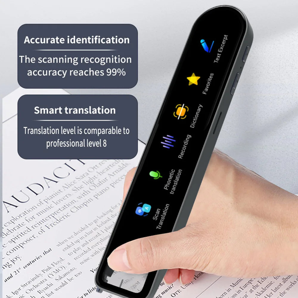 A29S Smart Scanning Translation Pen 3.69 Inch HD Screen 112 Languages Online Translator, 1+8GB - Black - 4